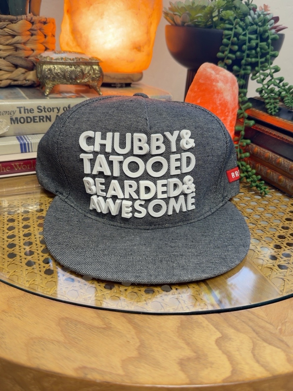 NWT Chubby Tattooed Bearded Awesome Gray Snapback Hat